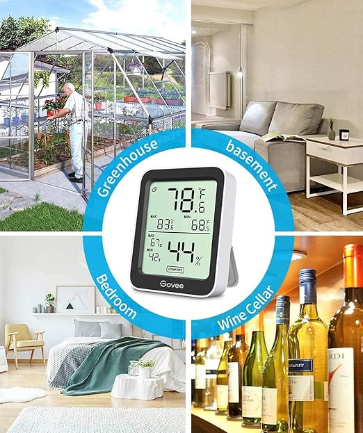 Govee Bluetooth Hygrometer Thermometer, Large LCD, Max/Min Records, 2-Year Data Storage - Black, 2 Pack