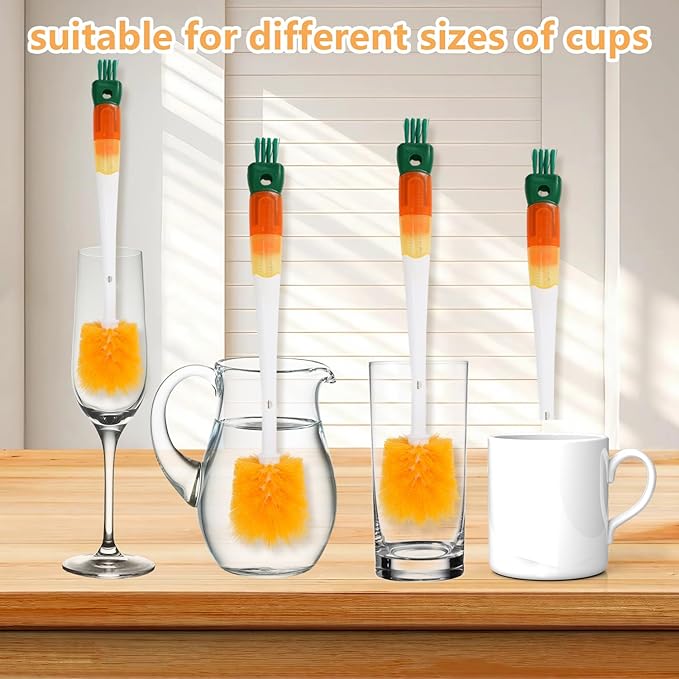 Multifunctional 5-in-1Cleaning Brushes for Household use Detachable Long Handle Cup Brush+ 2 Hooks,Applicable to Bottle Brush Cleaner, Straw Cleaner Brush,Detail Brush for Cup Lid Gap