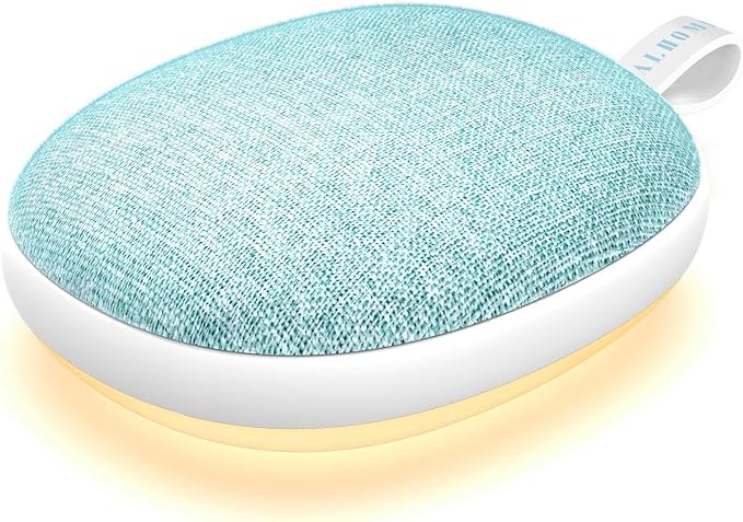 Portable White Noise Sound Machine: Baby Sleep Soother, Bluetooth Speaker, Rechargeable Battery, 4-Speed Timer, 6 Soothing Sounds Adult Therapy Aid for Trave (Cyan, Portable)