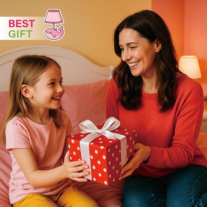 Whale Lamp,Kids Lamp, Night Lights,lamp with Fabric Lampshade, Compatible with E26 Bulb, USB Interface, Perfect for Girls' Room, Ideal Gift Choice