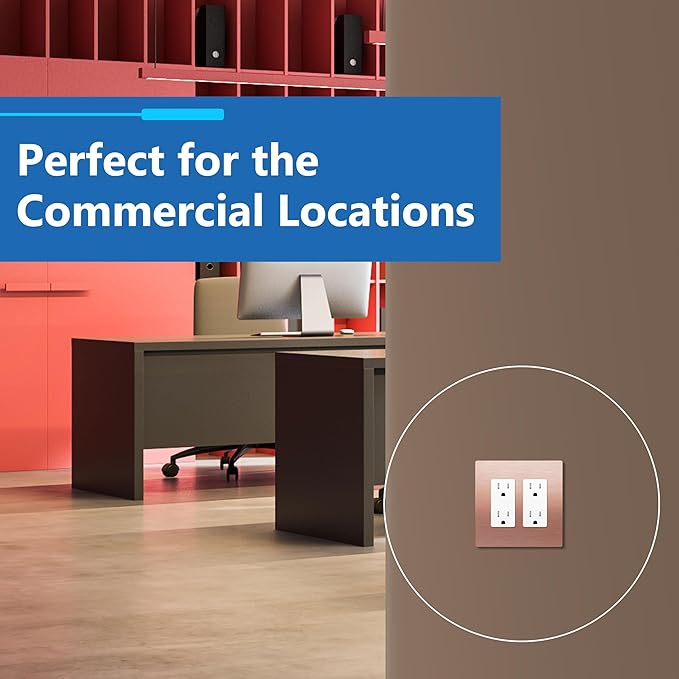 LIDER Double Decorator Metal Wall Plate, Temperature and Impact Resistant, 201 Stainless Steel, Screwless Cover, Modern Upgrade, Mid-Size 2-Gang 4.88” x 4.92”, Brushed Rose Gold, LSMWP-32M-BRG