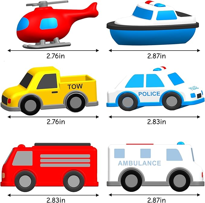 Silicone Bath Toys with No Holes |6pcs Mold Free Baby Bath Toys for Kids1-3 |Baby Bath Cars Set |Sealed Design Prevents Water Trapping |Soft, Squeezable & Floating Bathtub Toys For 2-4 Toddlers (cars)