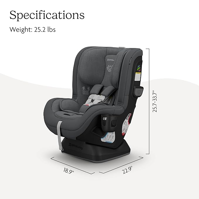 UPPAbaby Rove Convertible Car Seat - 2-in-1 Rear + Forward Facing - Quick + Secure 3-Step Install - Intuitive Safety Technology + Comfort Features - Cup Holder Included - Greyson (Grey Mélange)