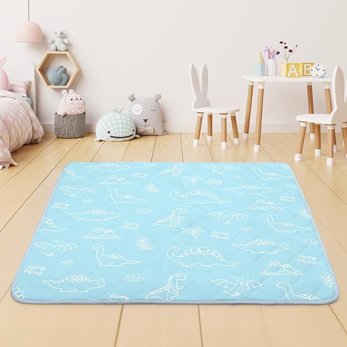 Baby Play Mat for Floor,Soft 50x50 Playpen Mat,Thick Foam Cushioned Playmat for Tummy Time,Safe Non-Slip Backing for Crawling for Kids Toddlers Infants,Graffiti Dinosaurs