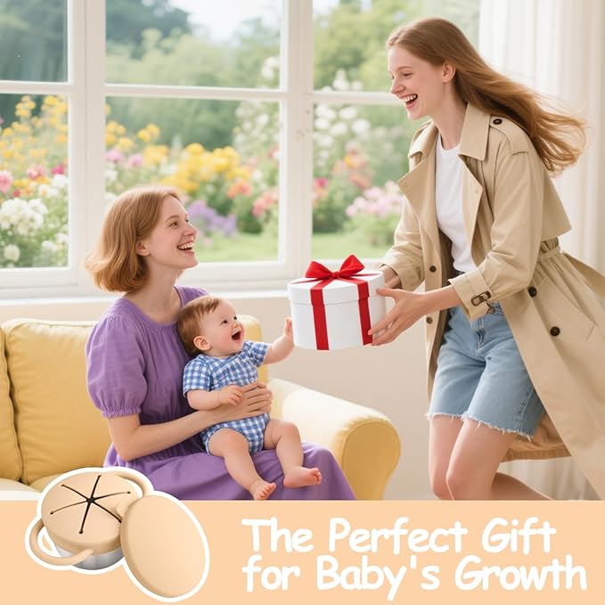 2-Pack Stainless Steel Snack Containers for Kids with Spill-Proof Silicone Lids & Handles - 3-in-1 Baby Snack Cups, No-Spill Toddler Snack Box, Perfect for On-the-Go Healthy Eating(Yellow+Red)