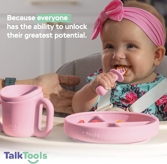 TalkTools ITSY Silicone Baby Plates Set with Suction – Feeding Essentials for Toddlers 6–12 Months+ | BLW Mealtime Set with Twin Spoon, Spill-Proof Sippy Cup | Self-Feeding Utensils