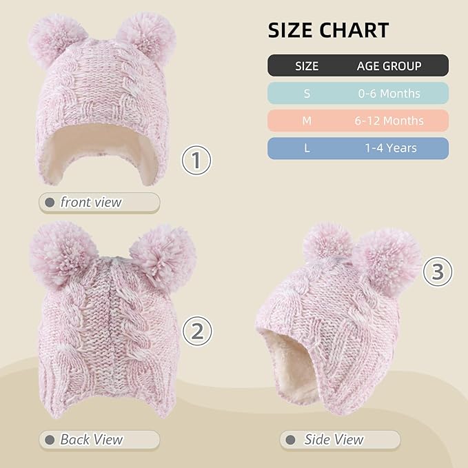 Zsedrut Winter Baby Boy Hats Pompom Baby Beanie for Girls Fleece Newborn Infant Toddler Beanie