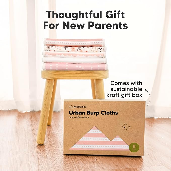 Organic Burp Cloths Baby Boy & Girl - 5-Pack Super Absorbent Cotton Burping Cloths for Babies, Soft & Plush Newborn Spit Up Rags, Infant Towels for Milk Spit Up, Unisex, Large 21" x 10" (Pets & Paws)