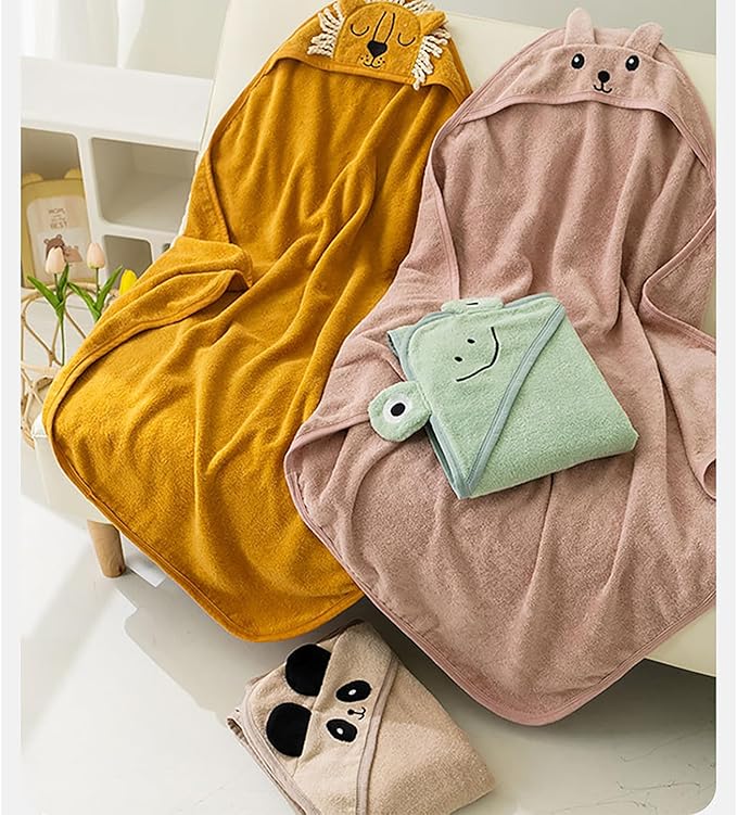 ROMASA Baby Bath Towel with Hooded Cute Design Ultra Soft Thick Cotton Bath Towel Shower Gift for Newborn,35X35 inches (Pink)