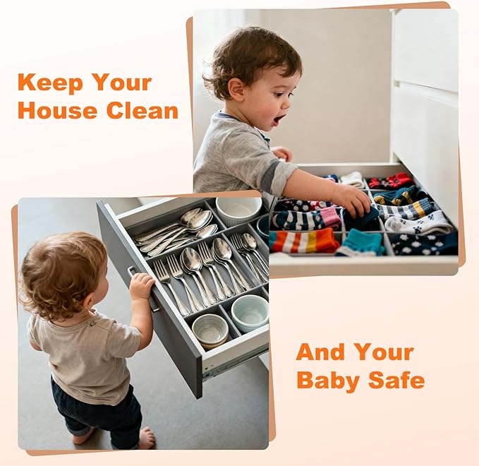 Child Safety Cabinet Locks – Baby Proofing Cabinet Locks for Toddlers, Easy to Install & Invisible Mount Design, Child Proof Cabinet Locks for Homes with Kids (Pack of 10)