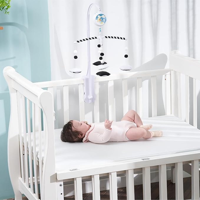 Montessori Mobile Baby for Crib (TINITIGIES) - Black and White Mobile Give Visual Stimulation to Engage Your Newborn - Baby Crib Mobile for Boys & Girls - Baby Mobile for Crib
