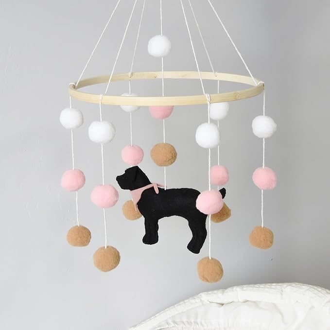 Baby Crib Mobile for Boys Girls Dog Theme Baby Mobile for Crib Mobile for Bassinet with Felt Ball