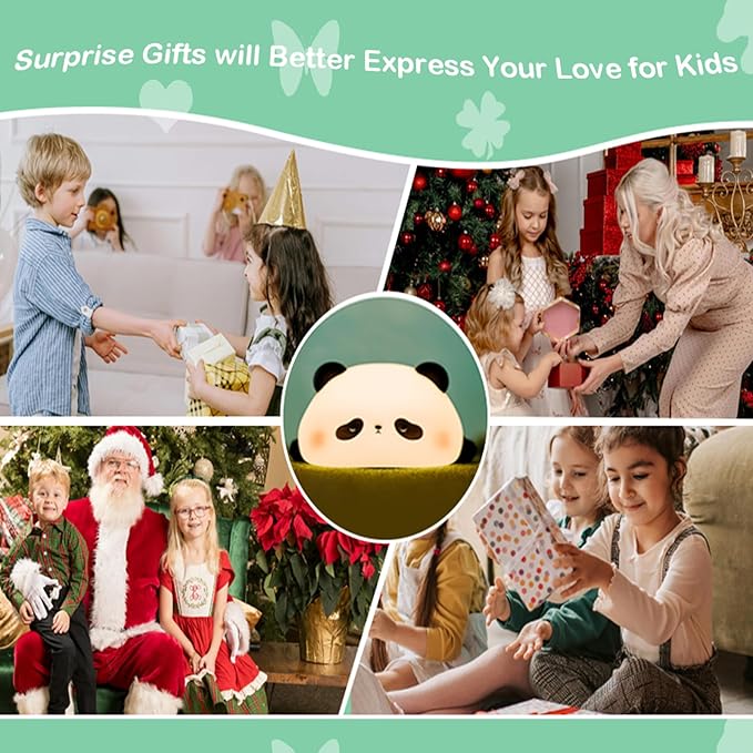 Cute Panda Night Light with Timer, Food-Grade SiliconeTouch NightLight for Baby Nurseries Dimmable Adorable Lamp for Bedrooms, Breastfeeding-Friendly Night Light, Soft Children's Gifts