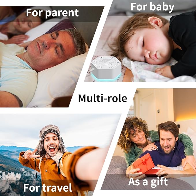 White Noise Sound Machines with High Fidelity 30 Unique Non-Looping Soothing Sounds 12 Colors Night Light 4 Timers 10-Level Brightness 32-Level Volume and Memory Function