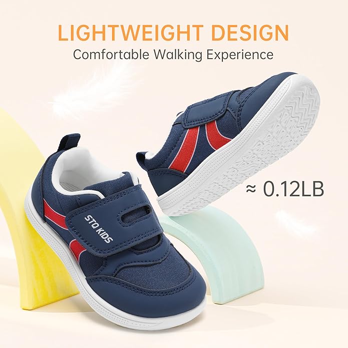 Toddler Wide Toe Box Barefoot Shoes Boys Girls Sneakers Kids Tennis Shoes Preschool Non Slip Lightweight Comfortable First Walking Shoes Running Outdoor Activities
