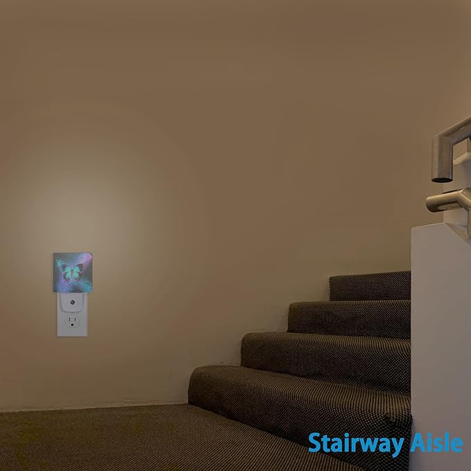 Night Lights Plug into Wall Colorful Blue Butterfly Night Lights Dusk to Dawn Sensor Led Lamp for Women Men,Led Lights for Stairway/Hallway/Bedroom,0.5W