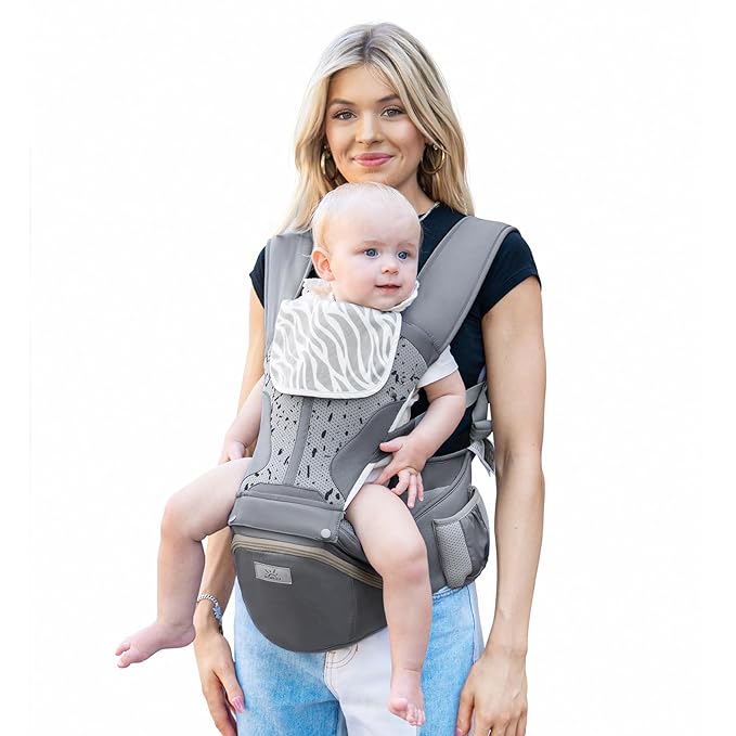 MOMTORY StowNGO Pro Baby Carrier, Safety-Certified 6-in-1 Baby Carrier Newborn to Toddler, Detachable Baby Holder Carrier with Hip Seat, Ergonomic Cozy Baby Front and Back Carrier for 7-50lbs