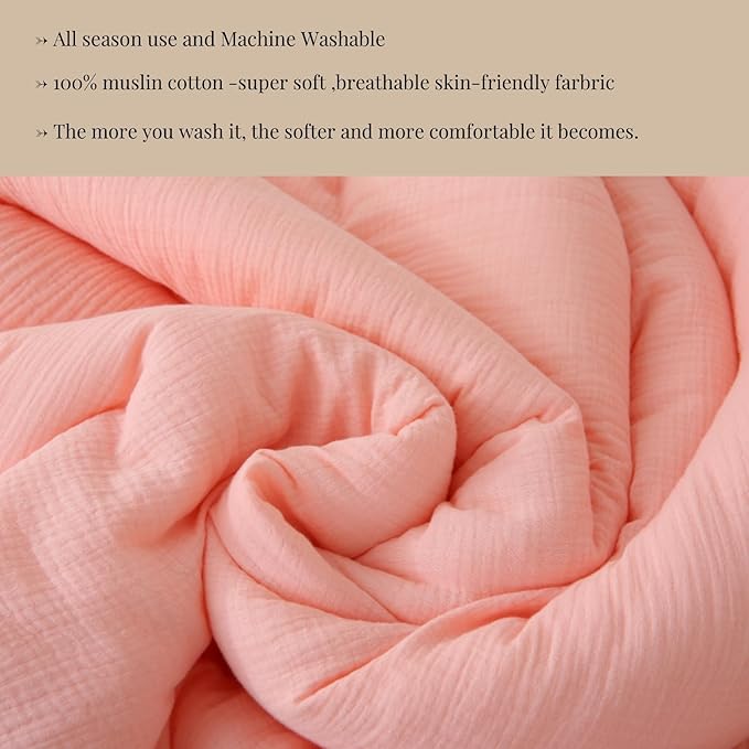 100% Cotton Muslin Crib Comforter/Quilt,Ultra Soft Cozy Reversible Baby Blanket,All Season Toddler Blankets for Boys and Girls, Machine Washable,41"x48"