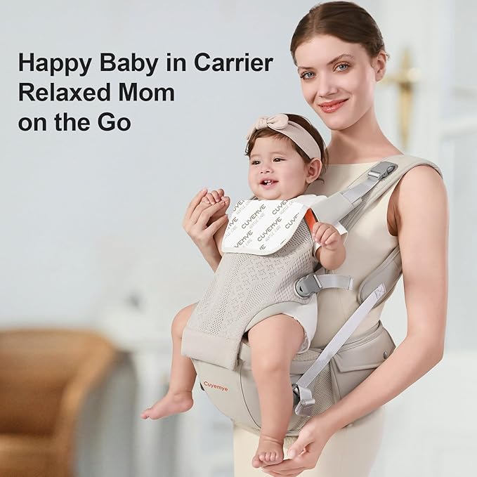 Baby Carrier with Hip Seat, 2-in-1 Forward-Facing Carry for Newborn to Toddler,Knob Design - Precision Adjustment,All Seasons Holder Infant Carriers Fits Waist Sizes up to 45 Inches (Grey)