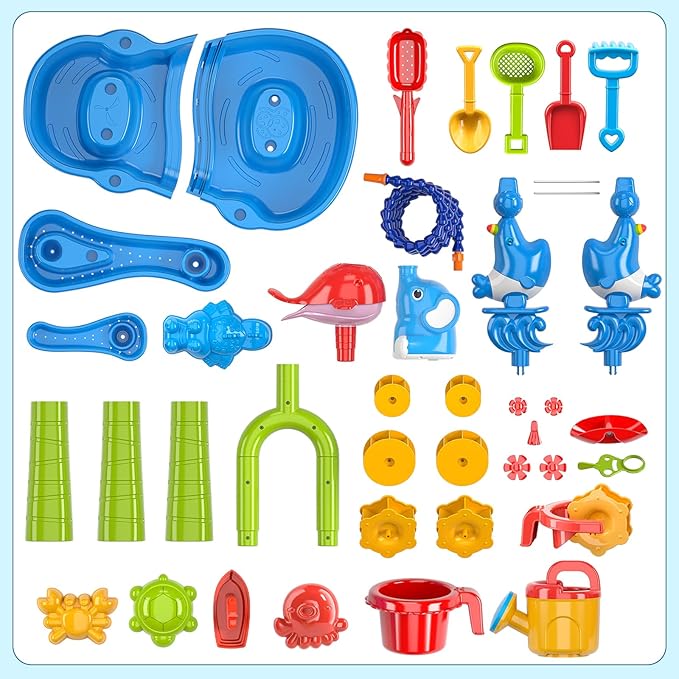 Water Table for Kids Ages 4-8 with Water Pumb, Summer Outdoor Sand Water Table for Boys Girls, Kids Water and Sand Activity Sensory Toys for Toddlers Age 3-8
