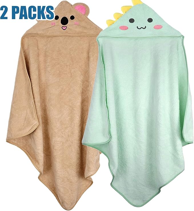 Hooded Baby Towels 2 Pack Extra Absorbent Baby Towels with Hood Coral Fleece Soft Bath Towel for Babies,Toddler,Infant and Newborn