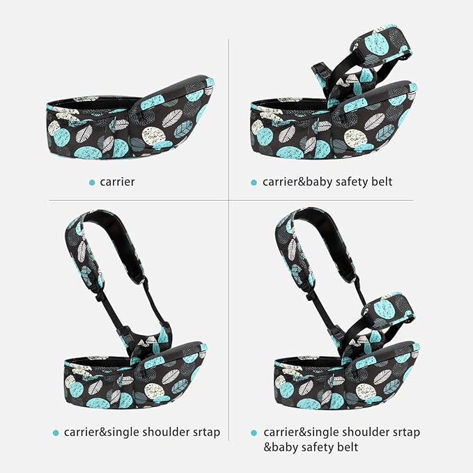 Baby Hip Seat Carrier Baby Waist Stool for Child Infant Toddler with Adjustable Strap Buckle Pocket Soft Inner Huge Storage,Black