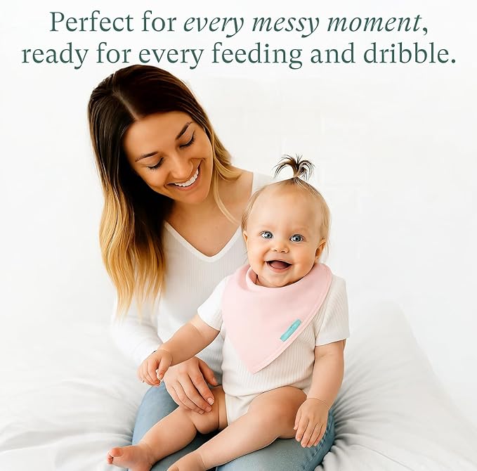 PurComfy SuperSoft Baby Bibs, Premium Bamboo Bandana Drool Bibs for Infant Boys & Girls, Adjustable Snap Bibs, 6-Pack