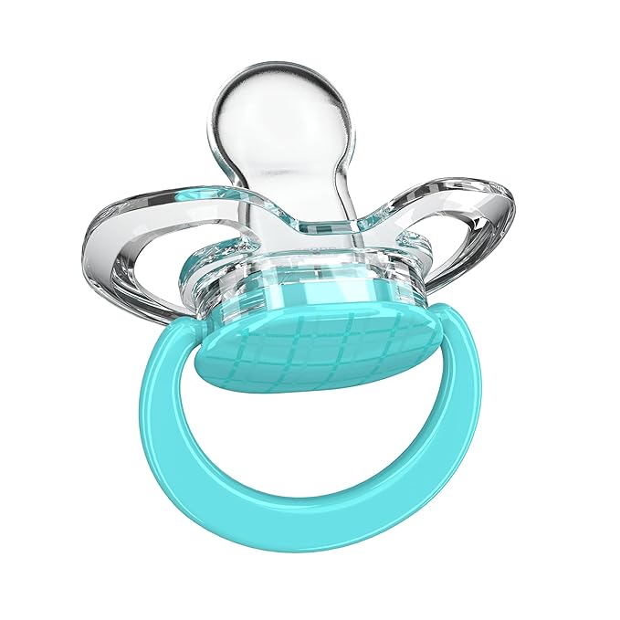 Smilo Baby Pacifier with Orthodontic Design for Healthy Dental Development - Stage 3 for Babies 9+ Months - Pack of 3X 100% Silicone Pacifiers BPA Free - Aqua Blue