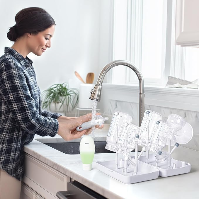 Termichy Travel Bottle Cleaning Kit: Portable Drying Rack & Brush Set for Working Moms - Compact Baby Essentials for Hotel & Camping