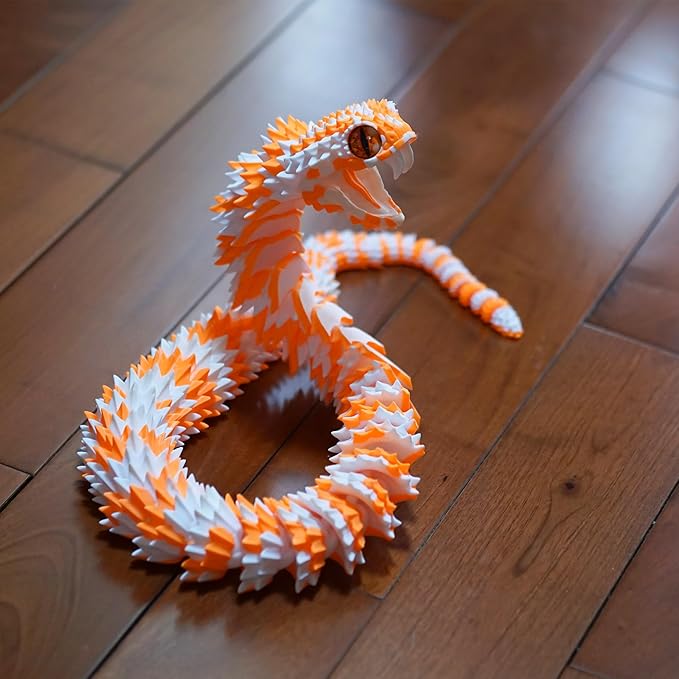 47.5inch Super Large 3D Printed Snake Models,Movable Teeth,Flexible Joint Animal lacertid Figurines, Stress Relief, Fidget restlessness, ADHD Toys, Surprise Fantasy Gifts (WO/47.5inch)