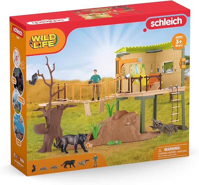 Schleich Wild Life Safari Animal Toy for Boys and Girls Ages 3+, Ranger Adventure Station