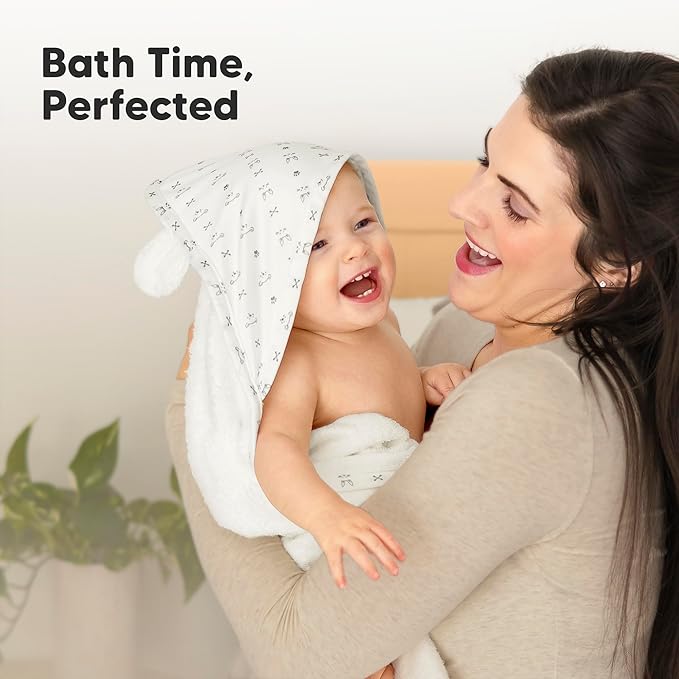 KeaBabies Hooded Baby Towel for Newborn - Viscose Derived from Bamboo Large Baby Bath Towels with Hood for Boys, Girls, Toddler, Extra Absorbent & Soft Newborn Bath Essentials (Laurel, Regular)