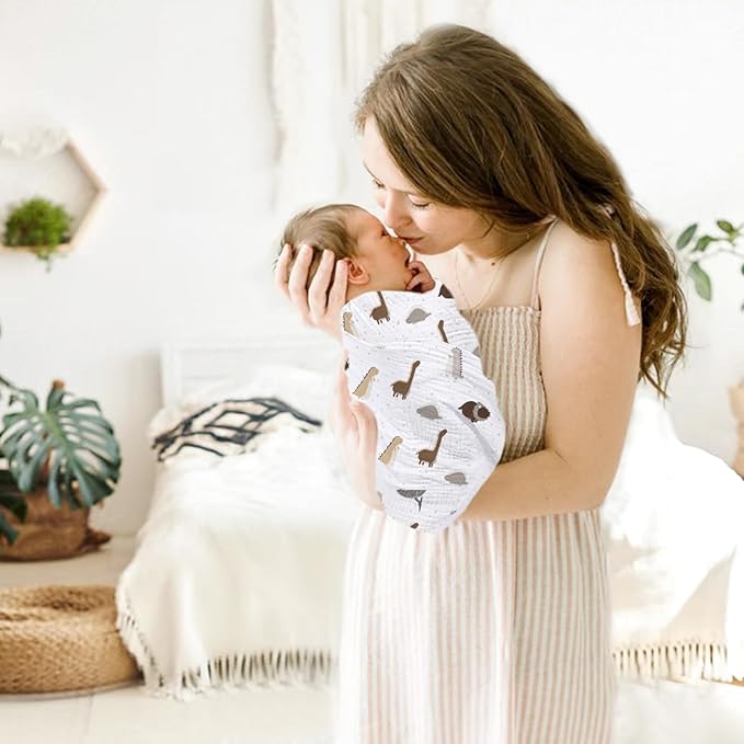 lulumoon Baby Muslin Swaddle Blankets: Soft Receiving Blanket for Newborn - Cotton Swaddling Blanket for Neutral 3Pack