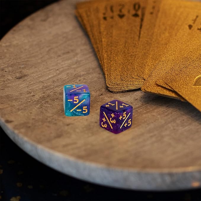 24 Pieces MTG Dice Counters Plus 1 Counter D6 Dice Set Life Tokens for MTG TCG Magic Cards Game Accessories, Blue&Purple