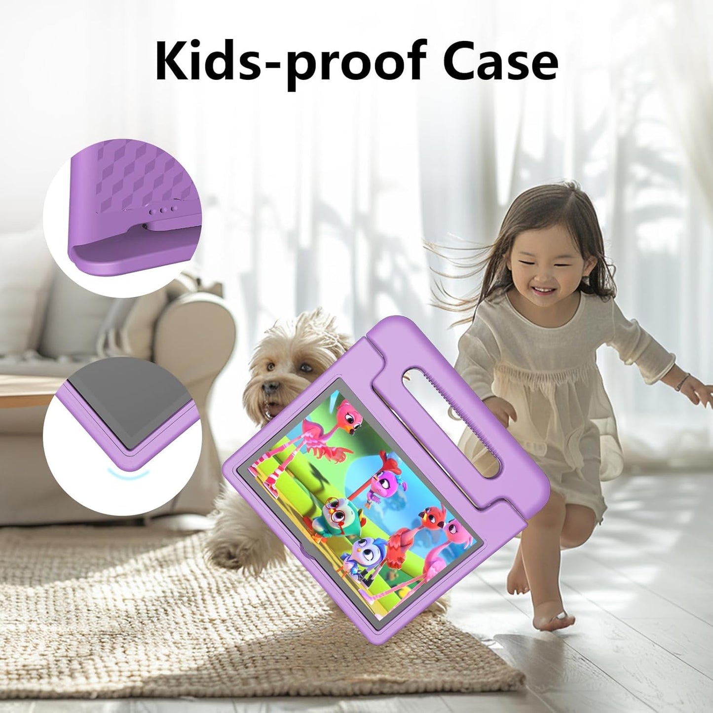 JREN Tablet for Kids|10 Inch Kids Tablet Android 14|Octa-core|64GB|WiFi |Bluetooth|Parental Control|Children Content|Children Toddler Purple