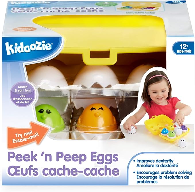 Kidoozie Peek N Peep Eggs - Mentally Stimulating Sorting & Stacking Toy for Ages 1 and Up - A Fun Way to Build Hand-Eye Coordinaton!