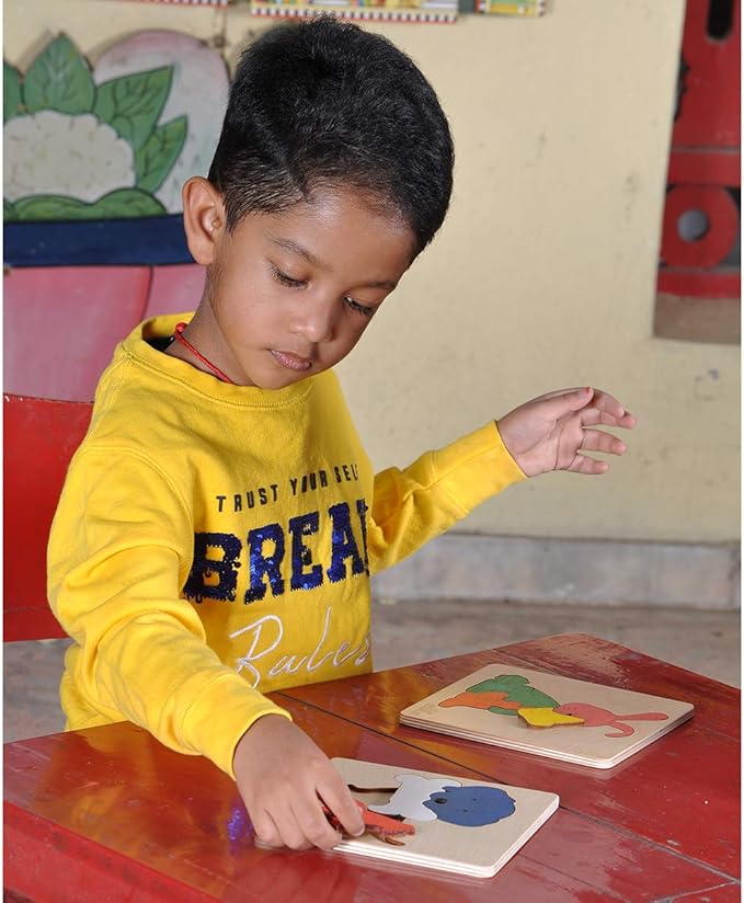 EKOPLAY’s Wooden Puzzles for Kids, 4 Piece Jigsaw Puzzle for Pre-School Kids, Learning Educational Toys Gifts for Boys Girls. Animal Puzzles Sets, Pets Dog with a Bone. Age 3+ Years.