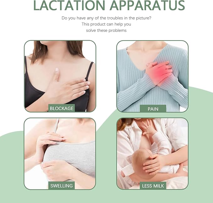Warming Lactation Massager for Breastfeeding 3-in-1 Nursing Baby Pump Mom Breast,Soft Breast Massager Rapid Heating Relieve Ducts Clog,Mastitis,Engorgement and Pain,Increase Milk Flow (Green)