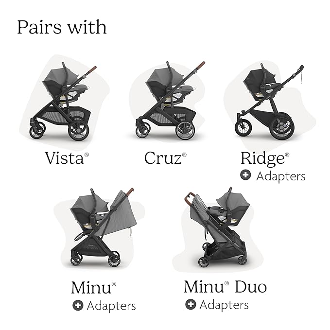 UPPAbaby Aria V2 Lightweight Infant Car Seat - Just Under 6 lbs - Base with Load Leg + Infant Insert + All-Weather FootCover Included - Direct Stroller Attachment - Greyson (Charcoal Mélange)