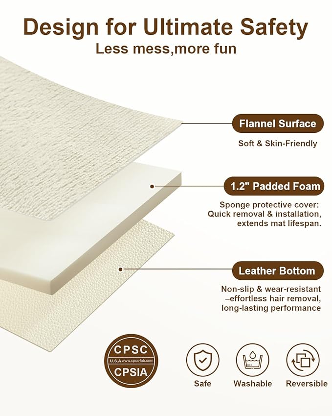 Baby Play Mat for Floor,1.2"Thick Padded Foam 50x50 playpen mat, Soft Velvet&Non-Slip Leather,Removable&Washable Cover,Nursery Rug for Baby Crawling,Toddlers,Infants,kids,Yoga,Tatami,Beige