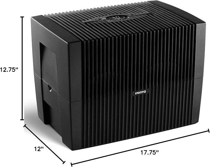 Venta LW45 Comfort Plus Humidifier in Black - Filter-Free Evaporative Humidifier for Spaces up to 645 ft²