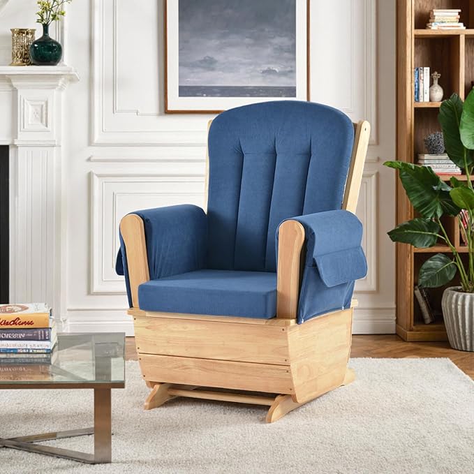 SafeRocker Standard Glider Rocker - Baby Feeding and Rocking Chair for Nursery, Daycare Environment - Cut Pile Nursery Rocking Chairs with 280lbs Weight Capacity, Blue