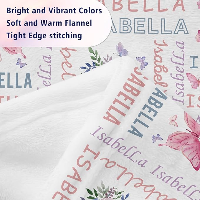 EVER2000 Personalized Baby Blanket for Girls, Custom Baby Blanket with Name, Soft & Fuzzy Newborn Receiving Blankets for Toddler, Customized Baby Gifts for Birthday Baby Shower