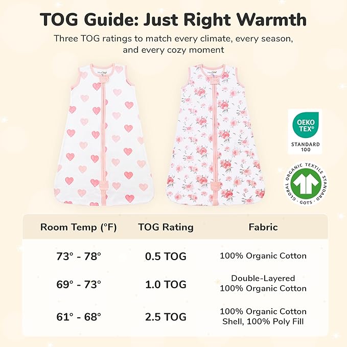 Mama Cheetah Baby Sleep Sack 2.5 TOG, Organic Cotton Baby Wearable Blanket with Two-Way Zipper, Swaddle Transition Baby Sleeping Bag for Newborn Infant Toddler Boy Girl, 24-48 Months