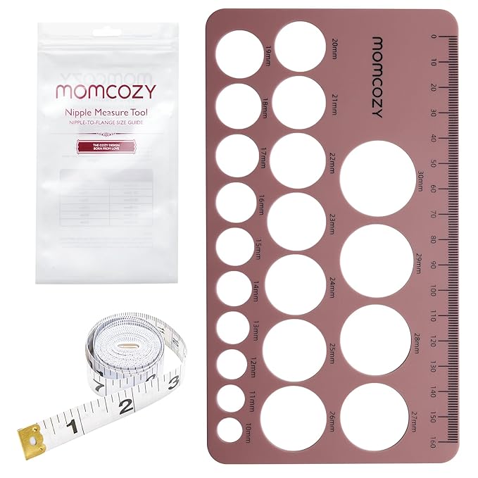 Momcozy Nipple Ruler for Flange Sizing, Soft & Flexible Silicone Measurement Tool for Breast Pump Sizing, Compatible with Momcozy, Medela, Spectra, Lansinoh, Easy to Use for Comfortable Pumping