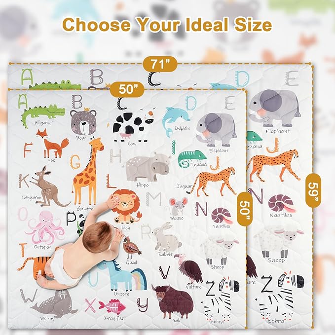 Premium Foam Baby Play Mat 50" x 50" – Removable & Machine Washable Cover, Extra Thick Padding Playpen Mat, Non-Slip Crawling Mat, Easy to Clean for Infants, Toddlers & Babies