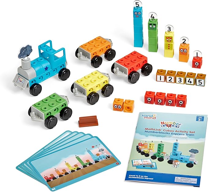 hand2mind Numberblocks Express Train MathLink Cubes Activity Set, Preschool Learning Activities, Train Toy, Counting Blocks, Number Toys, Kids Educational Toys, Math Manipulatives for Preschoolers