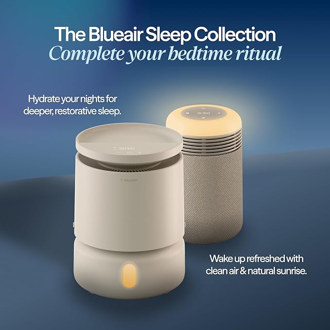 BLUEAIR Room Humidifier - DreamWell - 48Hr Top-Fill Mist-Free InvisibleMist Technology Aroma Stone for Essential Oils and Soothing Mood Lighting - Quiet Operation for Bedroom and Home Use, Beige