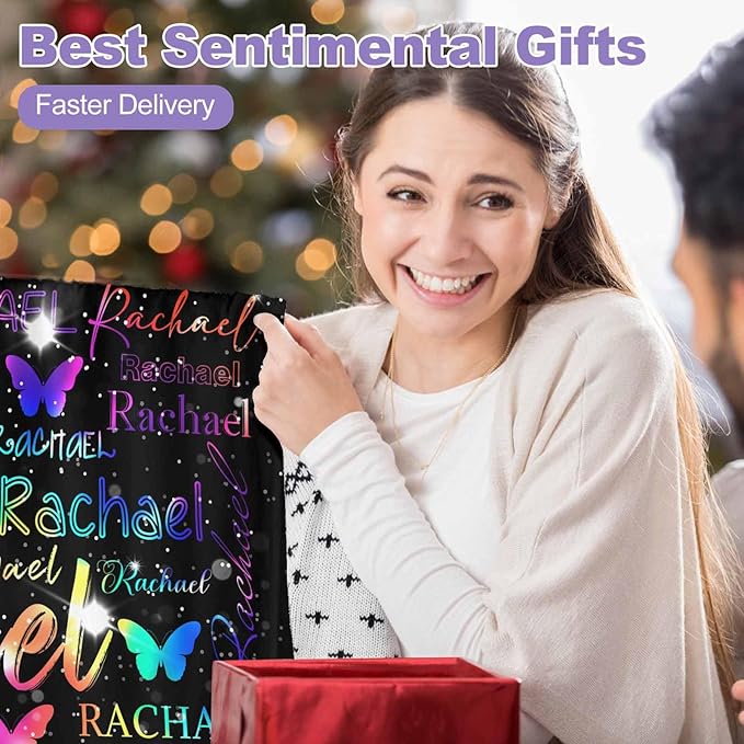 Customized Baby Blanket, Personalized Gifts Rainbow Blanket with Name for Boys Girl Customized Blankets Personalized Gifts Name Blankets