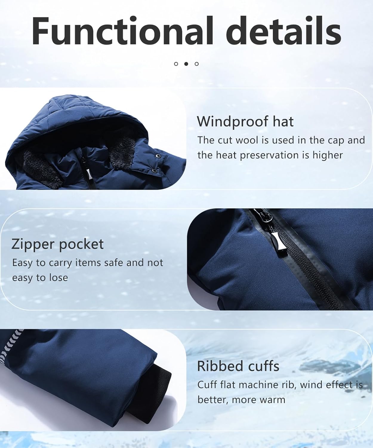 Kids Boy's Winter Coat Fleece Lined Waterproof Jacket Puffy Cotton Coat Thick Hooded Down Outdoor Coats